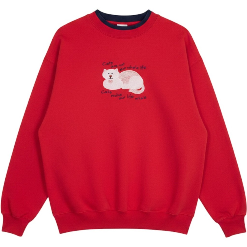Vintage 90s M&C Sportswear Cat Sweatshirt‎ Womens L Red Grandmacore Cottagecore
